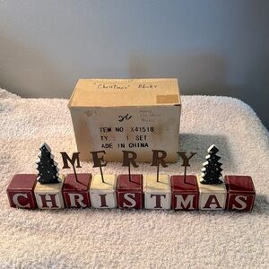 Vintage Rustic Christmas Decorative Blocks.